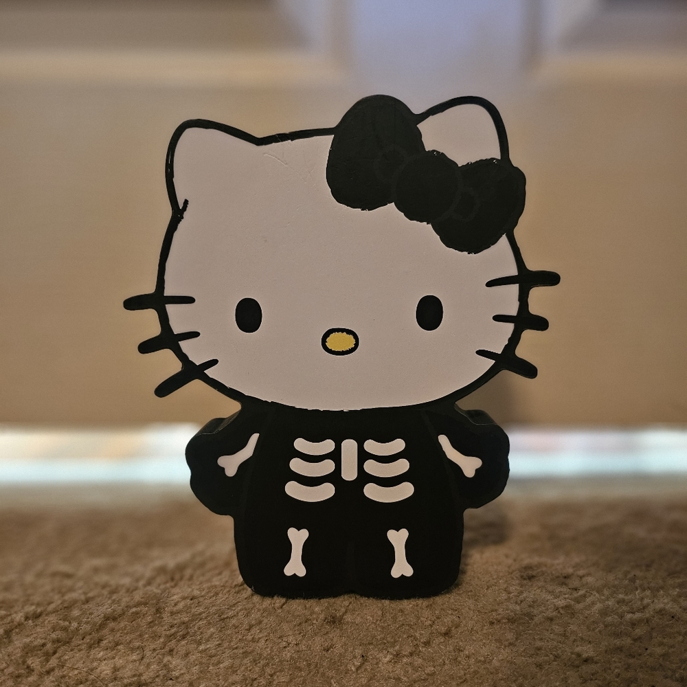 Hello Kitty Skeleton Wall Hanging Halloween Sign hello kitty wood art
